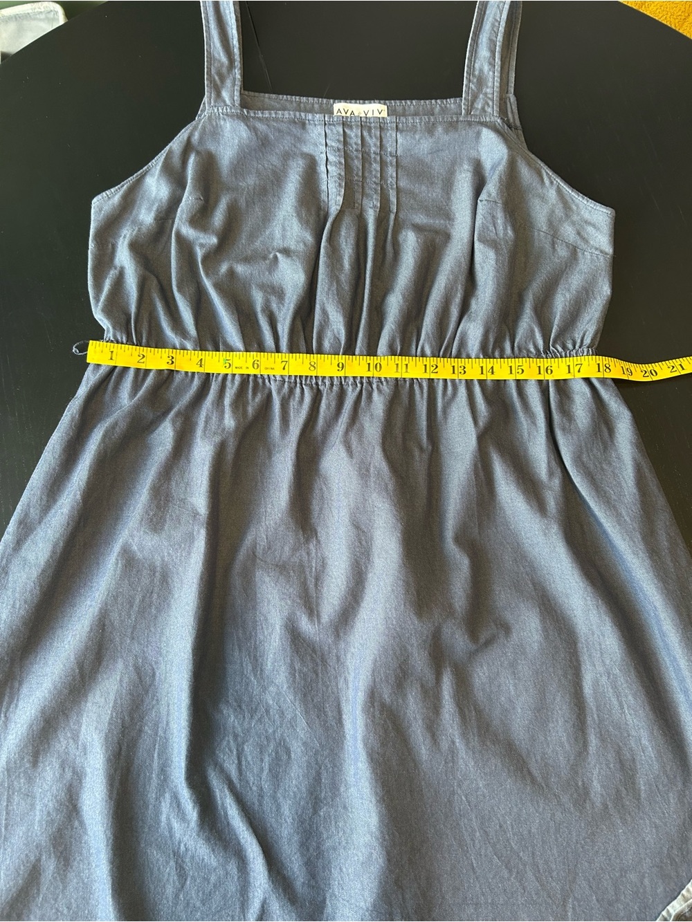 Chambray Cottagecore Babydoll Tank Dress | Blue Cotton Sleeveless | Plus Size XL - Picture 10 of 12